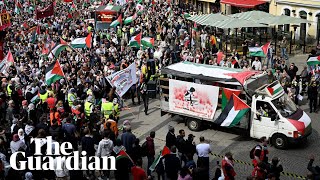 Thousands protest in Malmö against Israel taking part in Eurovision [upl. by Atterbury]