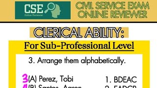 CIVIL SERVICE EXAM  Clerical Ability  CSE Online Reviewer [upl. by Ralph395]