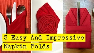 3 Easy And Impressive Napkin Folds [upl. by Katy]