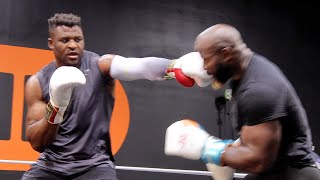 FIRST LOOK • Francis Ngannou sparring for Tyson Fury Shows SLICK COUNTERS in training session [upl. by Assinna455]