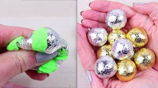 CLAY CRACKING ASMR  Guess The Color Inside  Silver amp Gold Clay Ball Popping Tutorial [upl. by Hutchins]