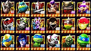 TMNT Legends  All Max Level 80 Heavy Hitter Trait Characters 🔨 [upl. by Ahsiuqet]