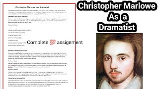 Christopher Marlowe as a Dramatist  contribution of Marlowe to drama devolvement [upl. by Poock757]