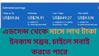 Google Adsense থেকে প্রতিদিন ইনকাম করুন সবাই পারবেন  adsense income from website [upl. by Rivera]