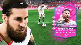 97 FUTTIES ULTIMATE DEFENSE SERGIO RAMOS EVOLUTION PLAYER REVIEW  EA FC 24 ULTIMATE TEAM [upl. by Ahc442]