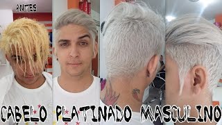 Cabelo masculino platinado  Do laranja ao branco como fazer [upl. by Aikaz]