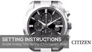 Citizen Watch Setting Instructions — Simple Analog Time Setting Chronograph Style [upl. by Mahgem]