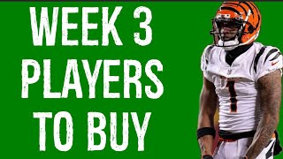 Players To Buy Week 3 Fantasy Football [upl. by Nohj]