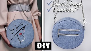 Lovely DIY Purse Bag Denim Tutorial Shiny Rhinestones ASMR With Relax Sounds [upl. by Yrrap]