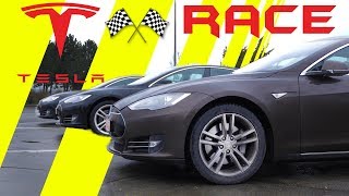 Tesla S Drag Race  85 vs P85 vs P85D [upl. by Ande]