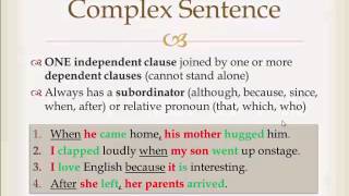 Types of Sentences Simple Compound Complex CompoundComplex [upl. by Bartolemo707]