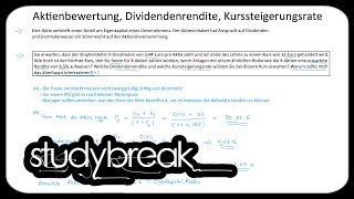 Aktienbewertung Dividendenrendite Kurssteigerungsrate  Investition und Finanzierung [upl. by Odravde]