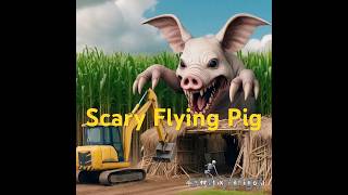 Scary Flying Pig Smashing Hut At Sugarcane Farm With backhoe monsterpig animals excavator 1076 [upl. by Electra]