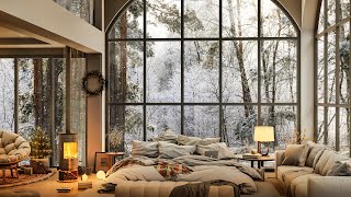 ❄ First Snowfall of Season in Forest Bedroom With Relaxing Jazz Piano  Music for Work and Study [upl. by Egidio]