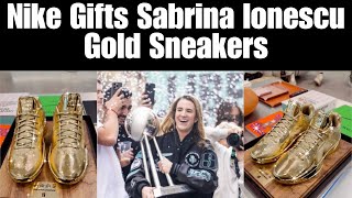 Nikes Epic Gift to Sabrina Ionescu Gold Sneakers for a Champion [upl. by Elleinnod]