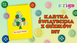 Jak zrobić kartkę na Boże Narodzenie Prace plastyczne dla dzieci Kartka świąteczna z guzików DIY [upl. by Keg]