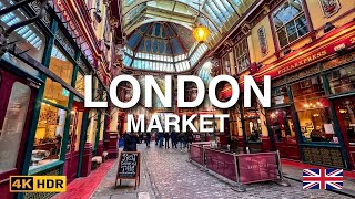 This is Londons Oldest Market Leadenhall Market Walking Tour 4K HDR [upl. by Eesdnil]