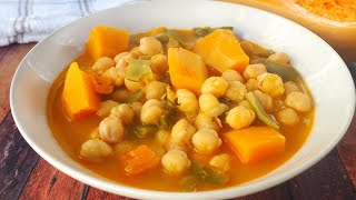 POTAJE de GARBANZOS con Calabaza y Judías Verdes en Olla Rápida [upl. by Nirik]