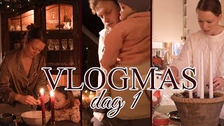 VLOGMAS DAG 1  FÖLJ FAMILJEN FRAM TILL JUL  första advent diy ljusstake familjeliv  VLOGG [upl. by Piane]