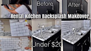 DIY Rental Kitchen MAKEOVER Removable BacksplashAffordable Kitchen TransformationRenter Friendly [upl. by Firehs45]