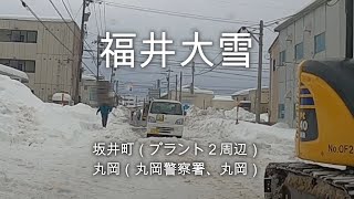 福井大雪，2021年1月12日pm15時30分頃，空港道路、プラント２周辺と丸岡 [upl. by Irina925]