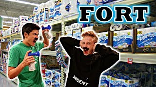 TOILET PAPER FORT WITH AIR HORN PRANK [upl. by Kentigera]