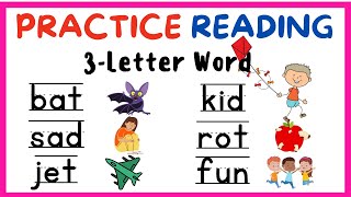 PRACTICE READING 3LETTER WORD  COLLECTION VOWELS  A E I O U [upl. by Eecyal]