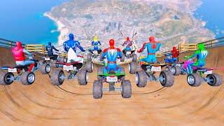 SPIDERMAN TEAM Longest Ramp Jumping From Street Blazer Motorcycles Racing on Beach Challenge GTA 5 [upl. by Opportina]