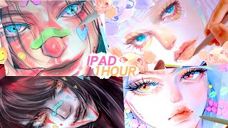 ✍🏻 quot1 HOURquot SATISFIED IPAD DRAWING SOUND  ASMR  ✍🏻 [upl. by Knute497]