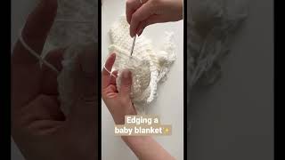 How to edge a baby blanket in crochet shellstitch crochettutorial crochet [upl. by Cutler]