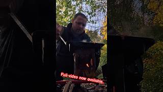 Yep Im at it again outdoor cooking using my firebox stove and cast iron cooker fireboxstove [upl. by Znarf]