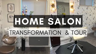 HOME SALON TOUR  How We Transformed a Room Into a Salon [upl. by Atinaujnas]