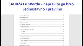 Sadržaj u wordu  napravite ga lako brzo i pravilno [upl. by Crowell]