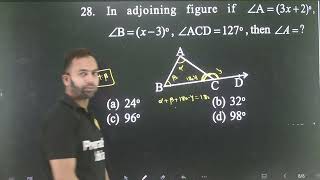 Q28 Lines and Angles from Conceptum 11th Entrance AMU amp Jamia  In adjoining figure if A3x2 B [upl. by Annaiv]