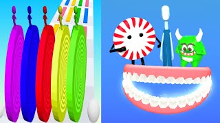 Satisfying Mobile Games ALL LEVELS Viral Tiktok Games Layers Roll VS Teeth Shield [upl. by Rangel876]