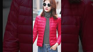 Lightweight Down Jacket Womens Collarless Short Coat Multi Colours fashion winterfashion [upl. by Yrol]