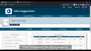 Online Banking System Project in PHP MySQL with Source Code  CodeAstro [upl. by Codd]