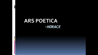 Ars Poetica by Horace [upl. by Cully]