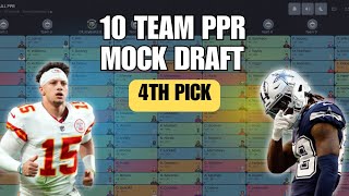 4th Pick 10 Team PPR MOCK DRAFT  2024 Fantasy Football Advice [upl. by Silvain]