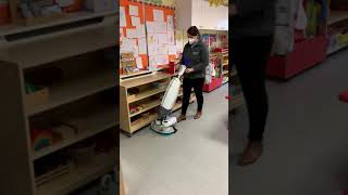 Imop xl battery operated scrubber dryer cleaning Playschool Montessori  childcare facility [upl. by Lirbij609]