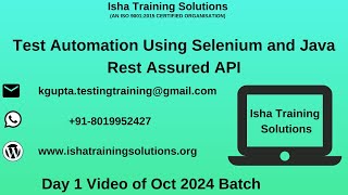 Selenium with Java Day 1 Video On 4th October 2024CallWhatsApp us on 918019952427 to Enroll [upl. by Ecinereb938]