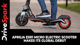 Aprilia eSR1 Micro Electric Scooter Makes Its Global Debut  Specs Features amp Other Details [upl. by Kcirdnekel249]