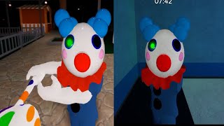 PIGGY ORIGINAL CLOWNY JUMPSCARE VS CLOWNY WITHOUT HANDS JUMPSCARE Behind Glass At Carnival [upl. by Liris]