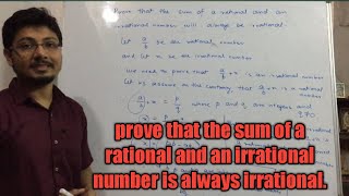 Prove that the sum of a rational and irrational is always irrational [upl. by Jermayne365]