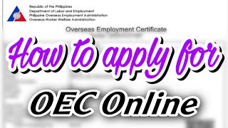 How to apply for OEC Online basta same employer free poea dubai oec [upl. by Fe]