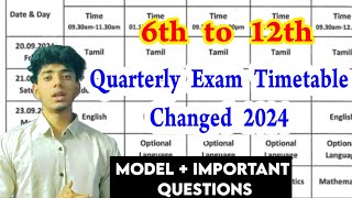 6th 7th 8th 9th Quarterly exam timetable 2024 10th 11th 12th Quarterly exam timetable 2024 TN [upl. by Marianna664]