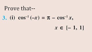 cos1xπcos1 x  cos inverse minus X equal to pi mines cos inverse X [upl. by Ranchod]