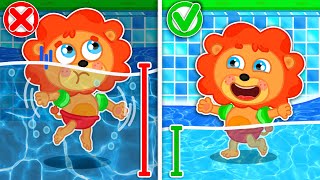 Pequeño Leon  Normas de seguridad en la piscina  Dibujos animados  Video Para Niños [upl. by Alys268]