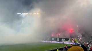 Lechia Gdańsk fans pyro show at Ekstraklasa match vs Śląsk Wrocław [upl. by Ravens]