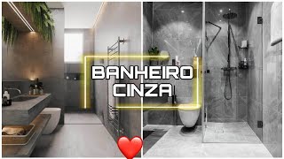 BANHEIRO CINZA  DECORE SEU BANHEIRO NA COR CINZA  BANHEIROS MODERNOS [upl. by Elrahc]